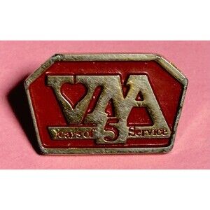 Vintage VNA 5 Years Service Red & Gold Tone Lapel Pin